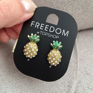 💛 New Topshop Freedom pineapple rhinestone earrings
